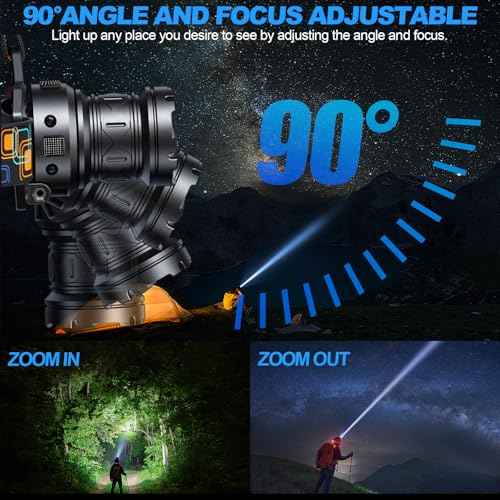 Headlamp Rechargeable, Bright LED Head Lamp with White Red Light, LED Headlamp Motion Sensor 90¡Æ Adjustable Zoomable 6 Modes Head Lights for Forehead for Adults Running Hunting Camping Hiking Fishing