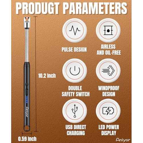Christmas Stocking Stuffers - 3 Pack Electric Lighter with 360¡Æ Flexible Neck & LED Display, Birthday Gifts for Women Mom Men Wife, Rechargeable USB Arc Long Candle Lighters for Candle Camping BBQ