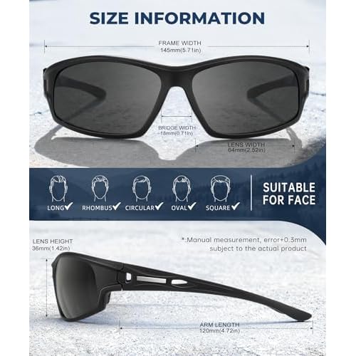 Polarized-Sunglasses-Men Sports Mens-Sunglasses: Sun-Glasses with UV Protection for Fishing Driving Running Cycling