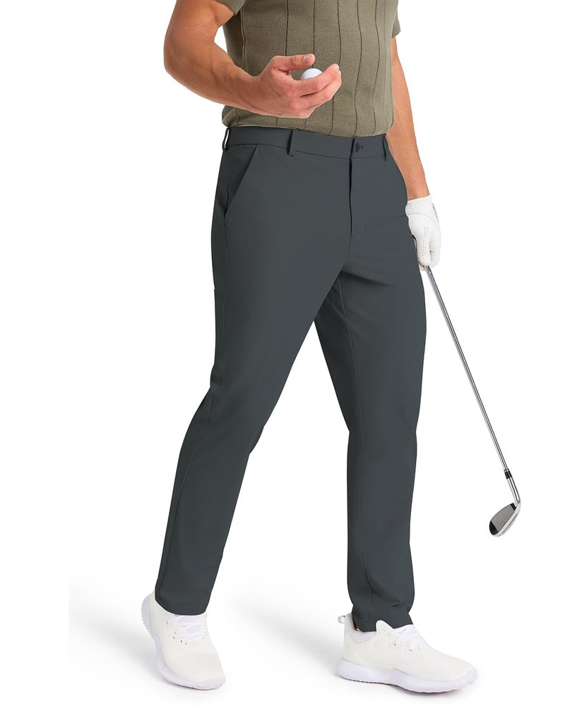 SNOWTEN Mens Work Pants, Business Casual Pants for Men, Stretch Golf Pants 30" Quick Dry Lightweight with Pockets Darkgrey 33w × 30L