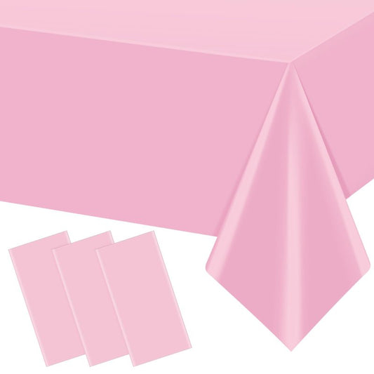 YIDAKO 12Pcs Light Pink Tablecloth,Disposable Plastic Tablecloths,Waterproof Pink Rectangle Table Cover for Graduation Birthdays Weddings Anniversary Party Decorations,54 x 108 Inch