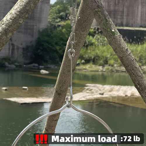 Camping Tripod Board£¬Turn Branches into Campfire Tripod £¬Stainless Steel Campfire Support Plate with Adjustable Chain for Hanging Cookware,Portable Camping Gear (Standard)