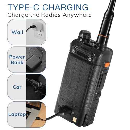 BAOFENG UV-5RM Plus 10W Dual Band Ham Radio Handheld, NOAA FM Airband Receiver, Long Range Two Way Radio with 8" & 15" ANT, Programming Cable, 2500mAh Battery USB-C Port, Chirp Compatible, 2 Packs
