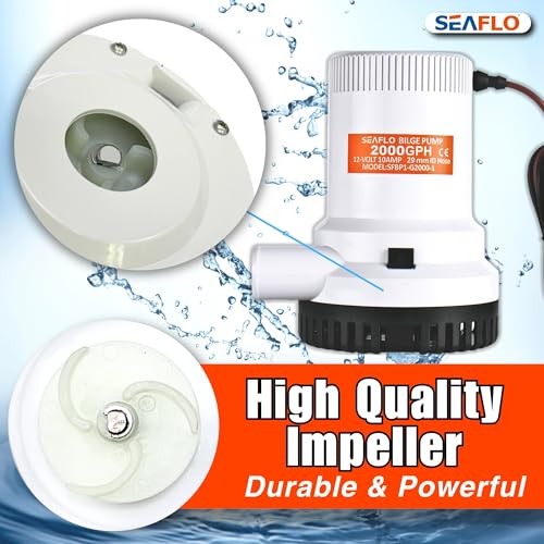 SEAFLO 01 Series 2000 GPH Bilge Pump ? 12V, 1-1/8" Outlet, Marine Submersible Pump with Anti-Airlock Protection, CE & Rohs Certified, 4-Year Warranty | Reliable for Boats and Marine Applications