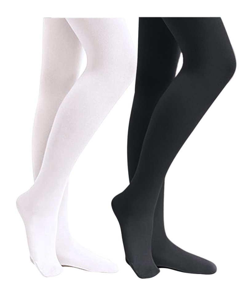 Stelle Girls' Ultra Soft Pro Dance Tight/Ballet Footed Tight(Toddler/Little Kid/Big Kid),BK+WT,M