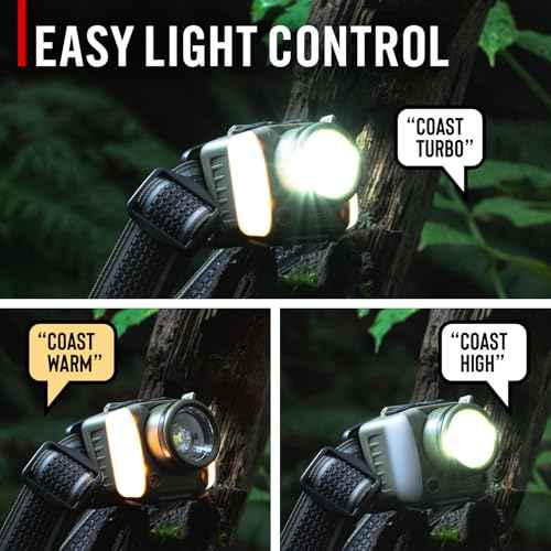 Coast FL97R Voice-Controlled 1200 Lumen Rechargeable LED Headlamp with Pure Beam¢ç Spot & Flood, ARC Lighting, Red & Green Color Modes, Glide Focus¢â Radial Arm Dial and USB-C Charge Port, Desert