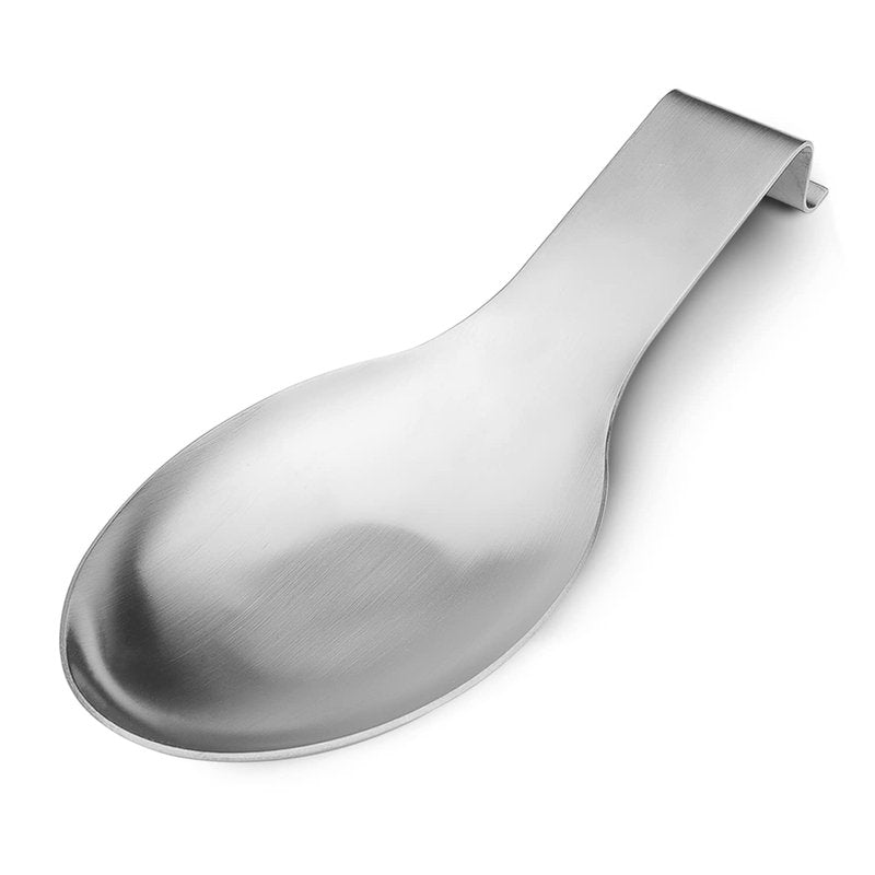 VanlonPro Stainless Steel Spoon Rest, Spatula Ladle Holder, Stainless Steel Utensil Spoon Rest Holder, Brushed Finish, Dishwasher Safe 9.8 x 3.7 Inch (Silver 1PC)