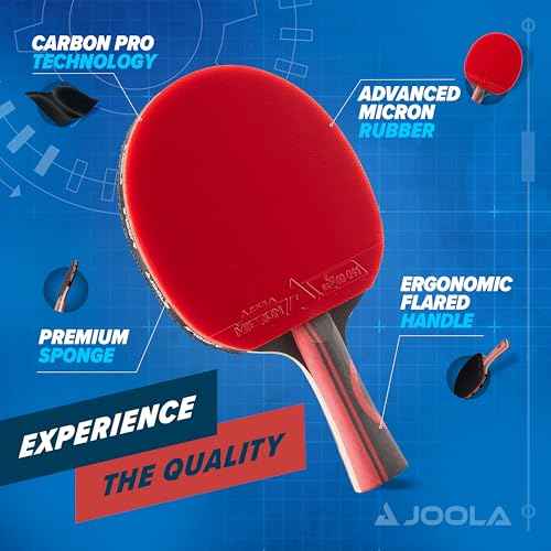 JOOLA Infinity Edge - Tournament Performance Ping Pong Paddle w/ Carbon Pro Technology - Black Rubber on Both Sides - Competition Ready - Table Tennis Racket for Advanced Training - Designed for Speed
