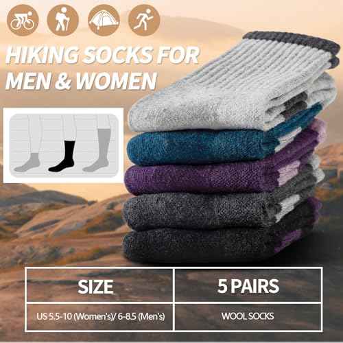 Clothirily Wool Socks for Women, Thermal Warm Womens Merino Wool Hiking Socks, Cozy Cabin Winter Boot Socks for Women