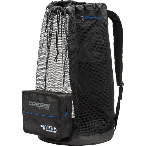 Cressi Heavy Duty Mesh Backpack 85 liters Capacity for Snorkeling, Water Sport Gear | Utila: designed in Italy, Black, One Size (UB937000)