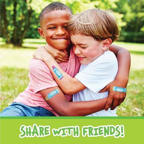 Crayola Shaped Neon Antibacterial Bandages for Kids, 100 CT - Adhesive Bandages for Minor Cuts, Scrapes, & Burns. Great Stocking Stuffer or White Elephant Gift