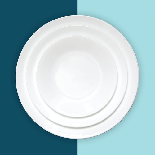 Corelle Vitrelle Salad Plate Set - Lightweight, Chip-Resistant Triple Layer Glass | 6.75" Winter Frost White