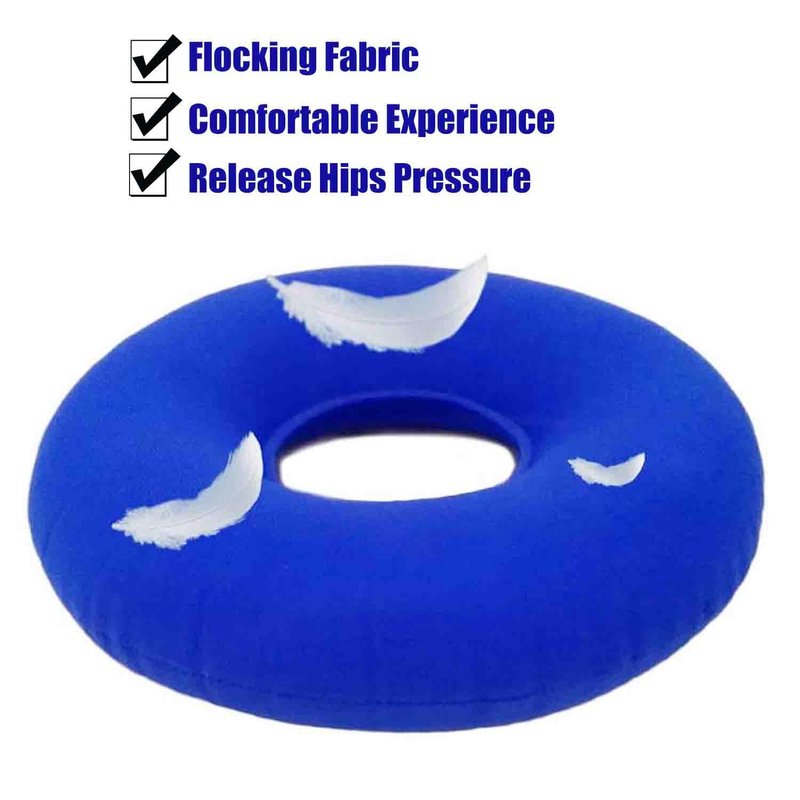 Shineyid 2 Pack Donut Pillow, Inflatable Donut Cushion for Tailbone Pain,Hemorrhoid Seat Cushion, Round Wheelchairs Seat Cushion for Home, Car or Office Chair (15" Dark Blue & Light Blue)
