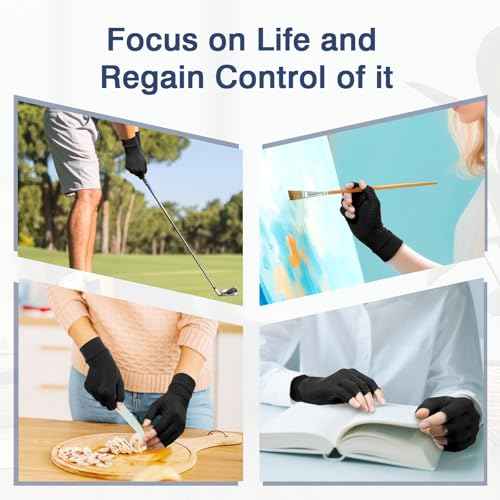 Compression Arthritis Gloves for Women and Men,Copper Infused Black Fingerless Gloves-Grip Design Breathable Comfort.