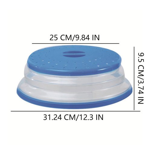 Collapsible Microwave Splatter Cover, Microwave Plate Cover With Steam Vent，BPA-Free Silicone & Plastic (black, 12.3IN)