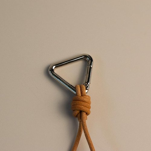 BLKSMTH Leather Keychain with Metal Triangle Carabiner, Nappa Leather Braid,holder with gold key rings,genuine leather keychain for car home key ring strap holder lanyard women men