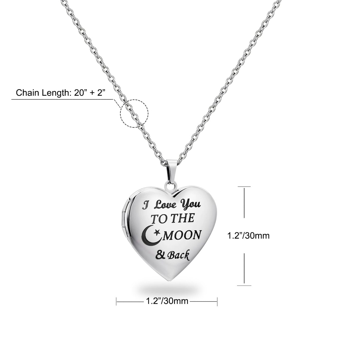 PHOCKSIN I Love You To The Moon And Back Lockets For Girlfriend Heart Locket Necklace That Holds Pictures Women's Lockets As Birthday Gifts