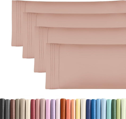 Skiennix Body Pillowcases Set of 4 | Soft 20x54 Long Pillow Covers for Side Sleepers - Cozy & Breathable (Mauve)