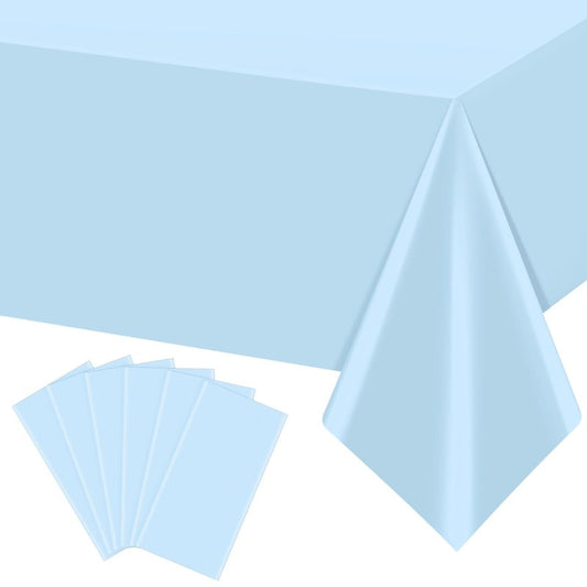 YIDAKO 6Pcs Light Blue Tablecloths,Disposable Plastic Tablecloth,Waterproof Baby Blue Rectangle Table Cover for Graduation Birthdays Weddings Anniversary Party Decorations,54 x 108 Inch
