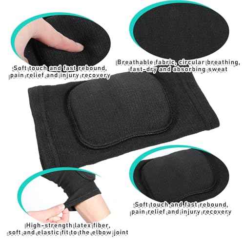 cobee 1 Pair Tandem Volleyball Elbow Pads, Arm Brace Ventilate Sport Elbow Protector Strap, Black Elbow Pads Arm Pads With Padded Soft Support Cushion for Men And Women