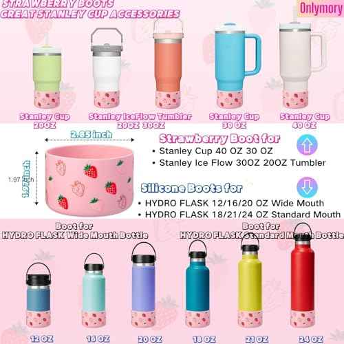 Silicone Boots for Stanley Cup 40 30 20 OZ, Boot for Stanley IceFlow Tumbler, Protective Bottom Covers Sleeve Protector for Hydroflask 12-24 oz Sports Bottle Stanley Cup Cover Accessories