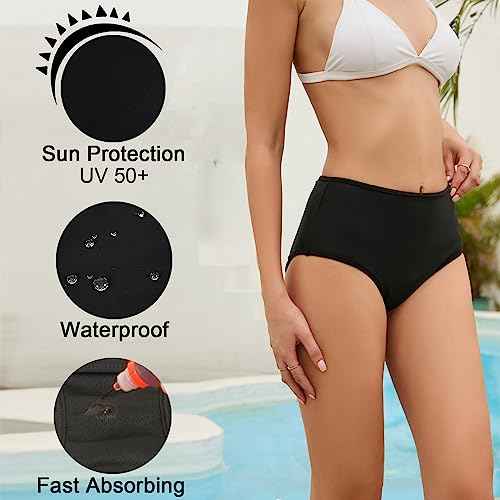 SherryDC Period Swimwear High Waisted Bikini Bottoms Waterproof Menstrual Swim Bathing Suit Briefs for Girls, Women