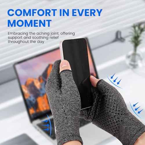 Compression Gloves Arthritis Gloves for Women for Pain,Fingerless Compression Wrap for Hand Pain and Osteoarthritis£¬Anti-Slip£¬Unisex,M,DarkGrey