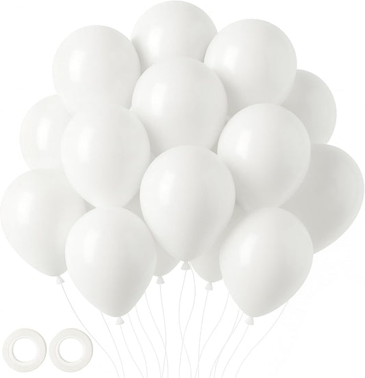 Voircoloria 105-Piece White Balloons - 12-Inch Party Decor for Birthdays, Baby Showers & Weddings