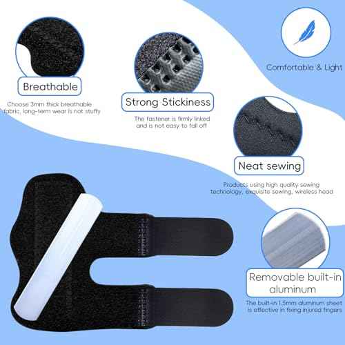 Finger Splint, Universal Trigger Finger Brace for Broken/Arthritis Pain and Sprain Relief, Splints for Middle, Index, Ring (4 Pack,Black)