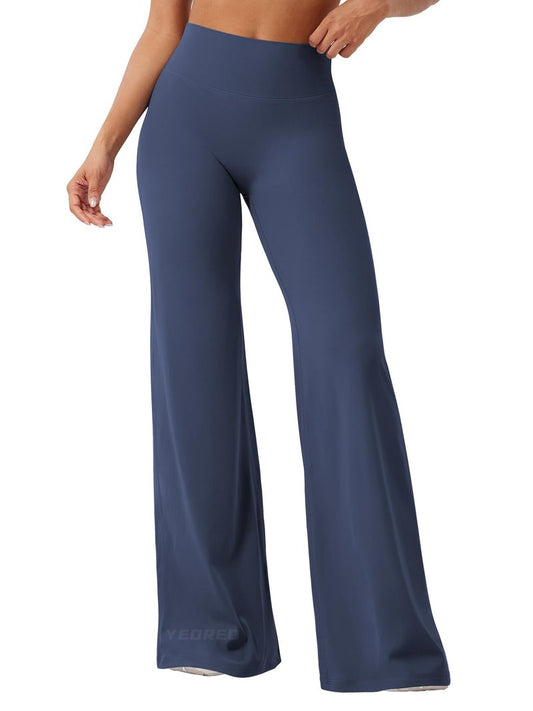 YEOREO Workout Leggings Womens No Front Seam Straight Leggings 35" High Waist Buttery Eddiy Gym Yoga Pants Navy Blue M