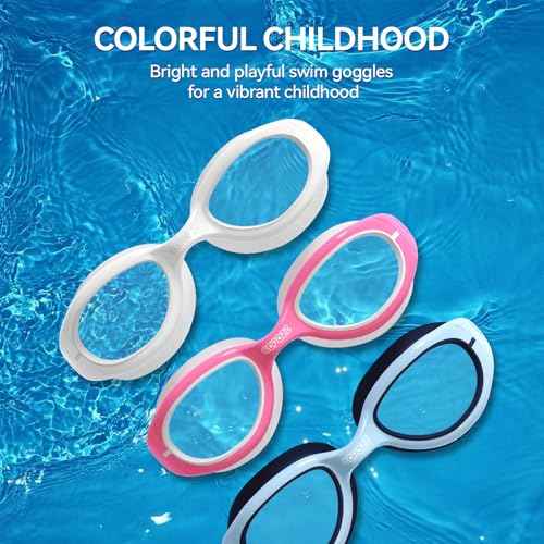 COPOZZ Kids Swim Goggles | Anti-Fog & HD | Comfy 3D Fit | Durable Unisex-Child Swimming Goggles for Boys & Girls Ages 3-14