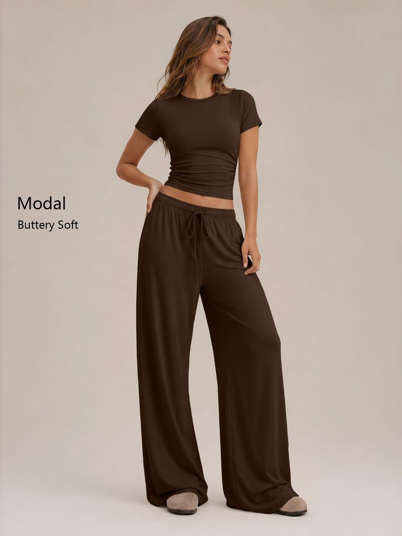 Trendy Queen Womens 2 Two Piece Set 2026 Summer Workout Vacation Gym Clothes Fall Fashion Lounge Matching Airport Travel Outfit Resort Wear Fitness Athleisure Clothing