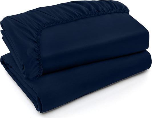 Utopia Bedding Twin Fitted Sheets - Soft Brushed Microfiber with Deep Pockets - Bulk Pack of 2 | Navy