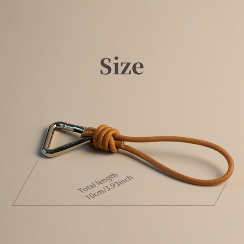 BLKSMTH Leather Keychain with Metal Triangle Carabiner, Nappa Leather Braid,holder with gold key rings,genuine leather keychain for car home key ring strap holder lanyard women men