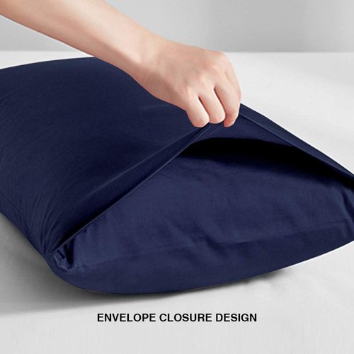 FLXXIE Pillow Cases - Soft Microfiber Pillow Covers with Envelope Closure | 2-Piece Set, 20x30, Navy