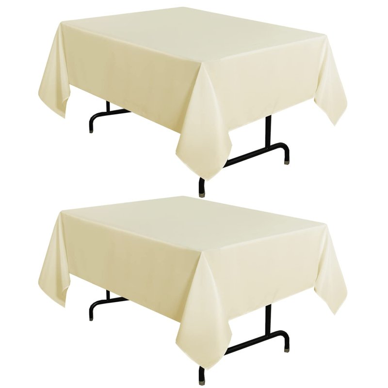 sancua 2 Pack Beige Tablecloth 54 x 54 Inch, Stain and Wrinkle Resistant Square Table Cloth - Washable Polyester Table Cover for Dining Tables, Buffet Parties and Camping