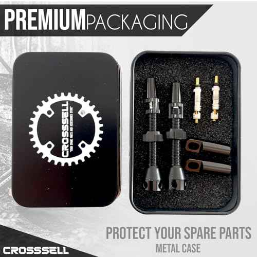 Tubeless Presta Valve Stems 44mm ? Lightweight Aluminum Pair with Removable Cores & Caps ? Orange ? Compatible with MTB & Road Bike Rims Black