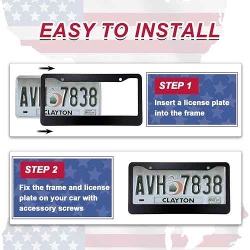 Matte Black License Plate Frames - Airxwills License Plate Covers, 2 Packs Universal Aluminum Tag Frame for License Plate for Front and Rear Car Tag.