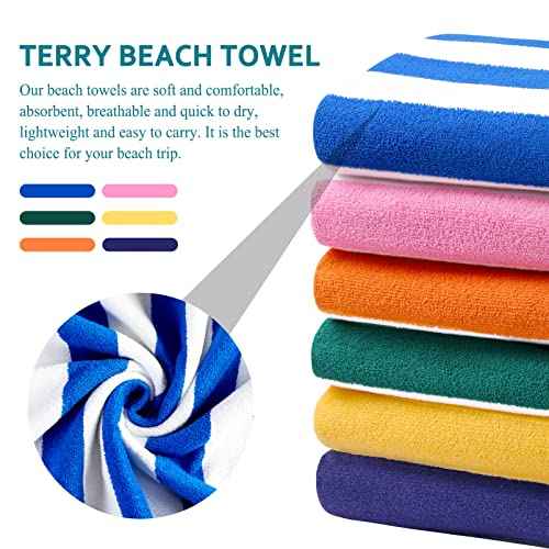 6 Packs Oversized 72x40 Inch Stripe Beach Towel Thin Set Extra Large XL Big Clearance Accessories Essentials Soft Super Absorbent Pool Travel Bath Swim Camping Towels Bulk Men Women Adults Gift
