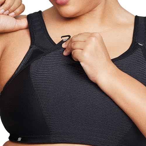Full Figure Plus Size Custom Control Sports Bra Wirefree #1166 Solid Black 34DD