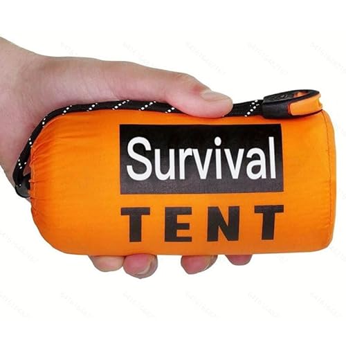 Emergency 2-Person Orange & Gray Survival Tent with Whistle & Paracord, Storm & Tornado Shelter, Tactical for Camping & Survival Kit
