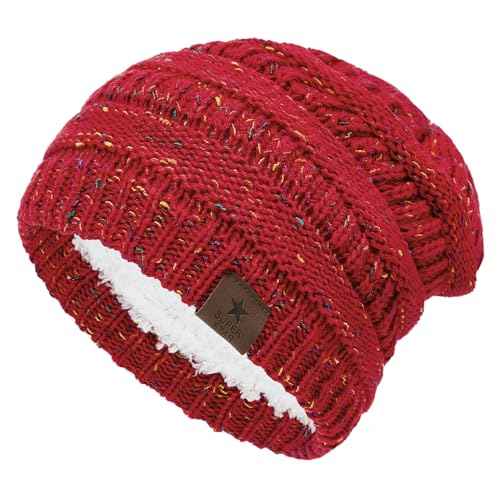 Durio Womens Knit Beanie Winter Thick Solid Fleece Lined Beanie Hats for Women Men Unisex Warm Skiing Beanies
