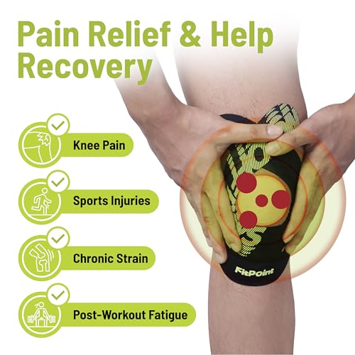 Motion Precut Kinesiology Tape for Knees, 10 Pcs Ultra-Sticky Adhesive Synthetic Knee Tape, Pain Relief & Knee Support, Latex-Free Elastic Athletic Tape, Jet Black