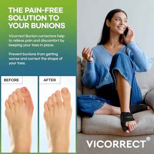 Adjustable Bunion Corrector for Women and Men: Orthopedic Bunion Splint Pain Relief for Day/Night Support (2PC) (Black-1)