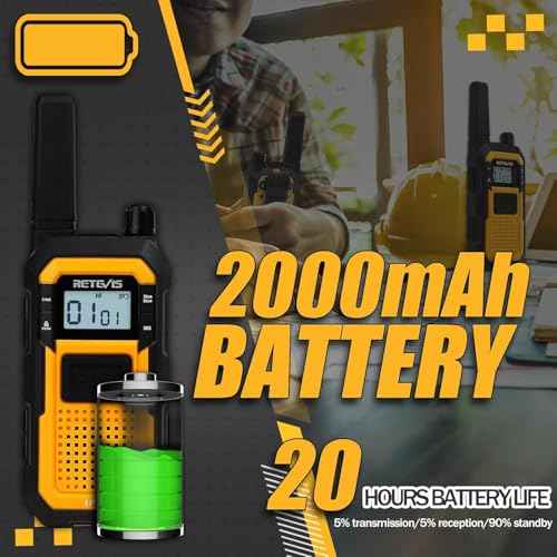 Retevis RB48 Waterproof Walkie Talkies, Heavy Duty Two Way Radio, Advanced Triple Proof, Vibration Call, USB-C, SOS,2000mAh, NOAA, 2 Way Radio(2 Pack) Yellow