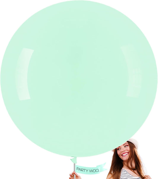 PartyWoo Mint Green Jumbo Balloons - 36 Inch Pastel Green for Birthday, Baby Shower & Wedding Decor