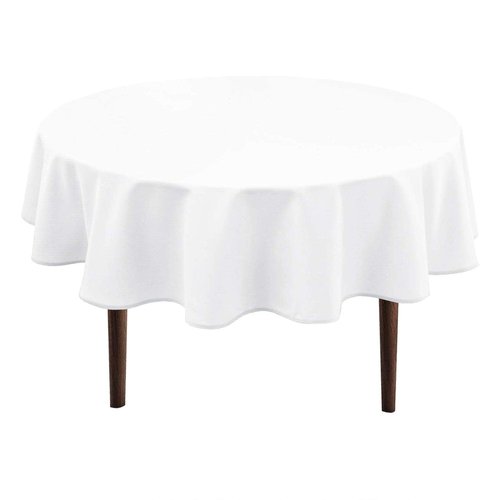 Hiasan Round Tablecloth 30 Inch - Waterproof Stain Resistant Spillproof Polyester Fabric Table Clothes for Dining Room Kitchen Party, White