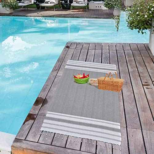 GLAMBURG Peshtemal Turkish Towel - Beach Towels Oversized 36x71 Set of 6, Soft Durable Absorbent Extra Large Bath Sheet Hammam Towel for Adults - Charcoal Grey