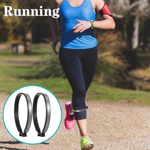 4Pcs High Reflective Cycling Trousers Clips, Safety Bicycle Elastic Ankle Cuffs Bands, Outdoor Recreation Cycling Trouser Clip Pant Leg Cuff Clip Reflective Gear for Riding Fishing Outdoor