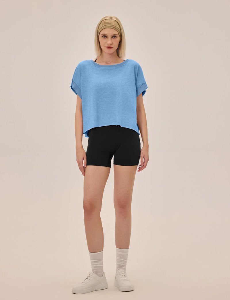 UNIANKIYA Open Back Workout Tops for Women Loose Fit Athletic Crop Tee Short Sleeve Gym Running Yoga Shirt